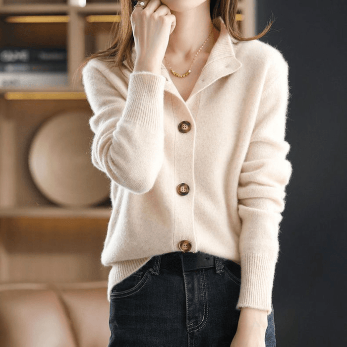 Women's Cardigan | Knit, Button Closure, High Collar