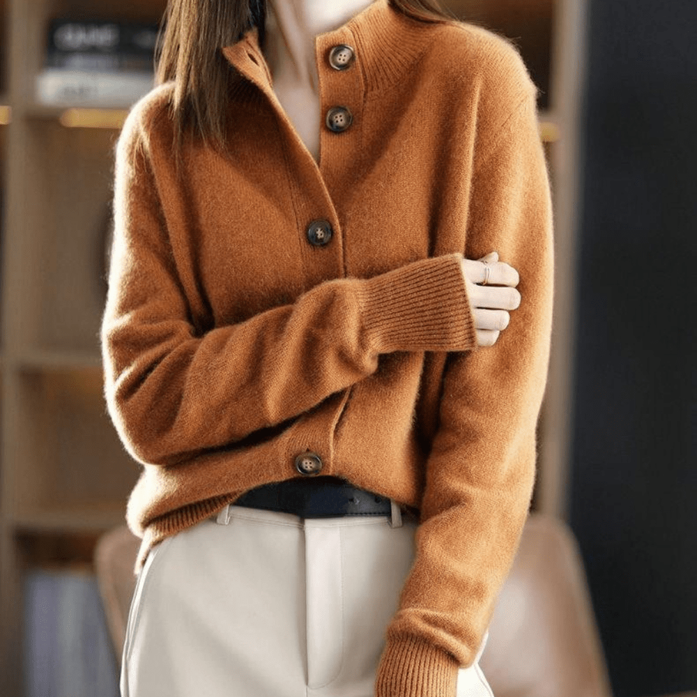 Women's Cardigan | Knit, Button Closure, High Collar