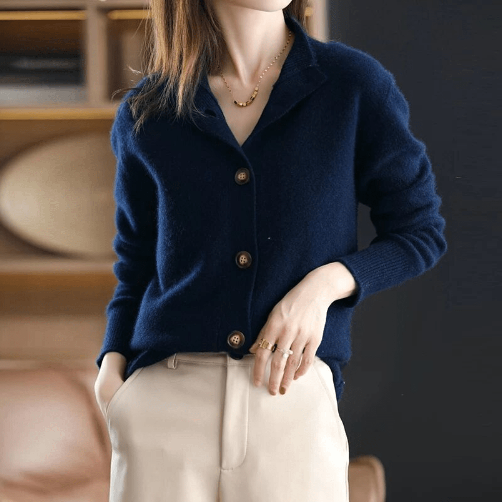 Women's Cardigan | Knit, Button Closure, High Collar