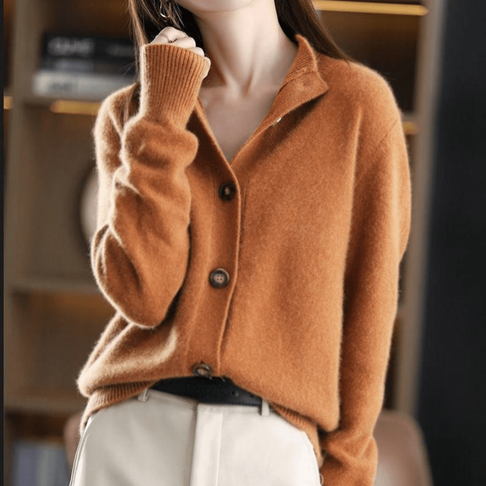 Women's Cardigan | Knit, Button Closure, High Collar