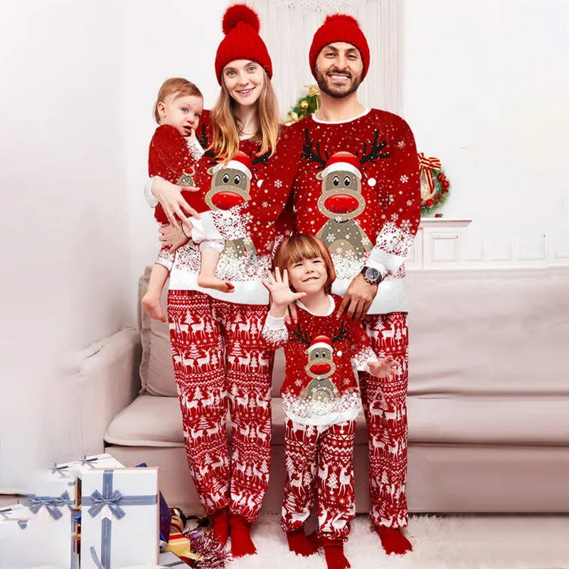 Christmas Pyjamas | Women's Reindeer Print, Festive Loungewear Sleep Set