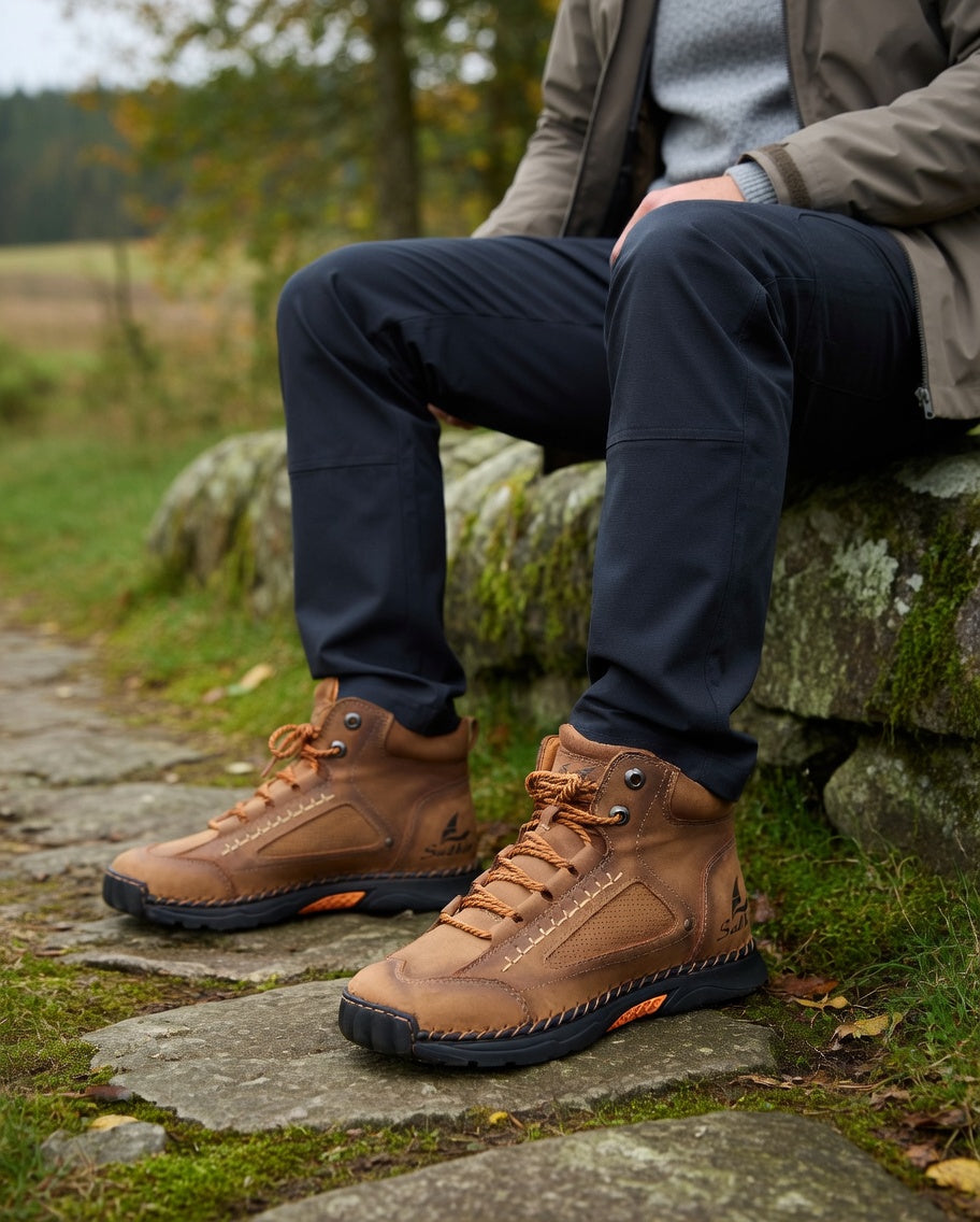 Waterproof Men's Ankle Boots - Non-Slip Sole - Rugged Grip
