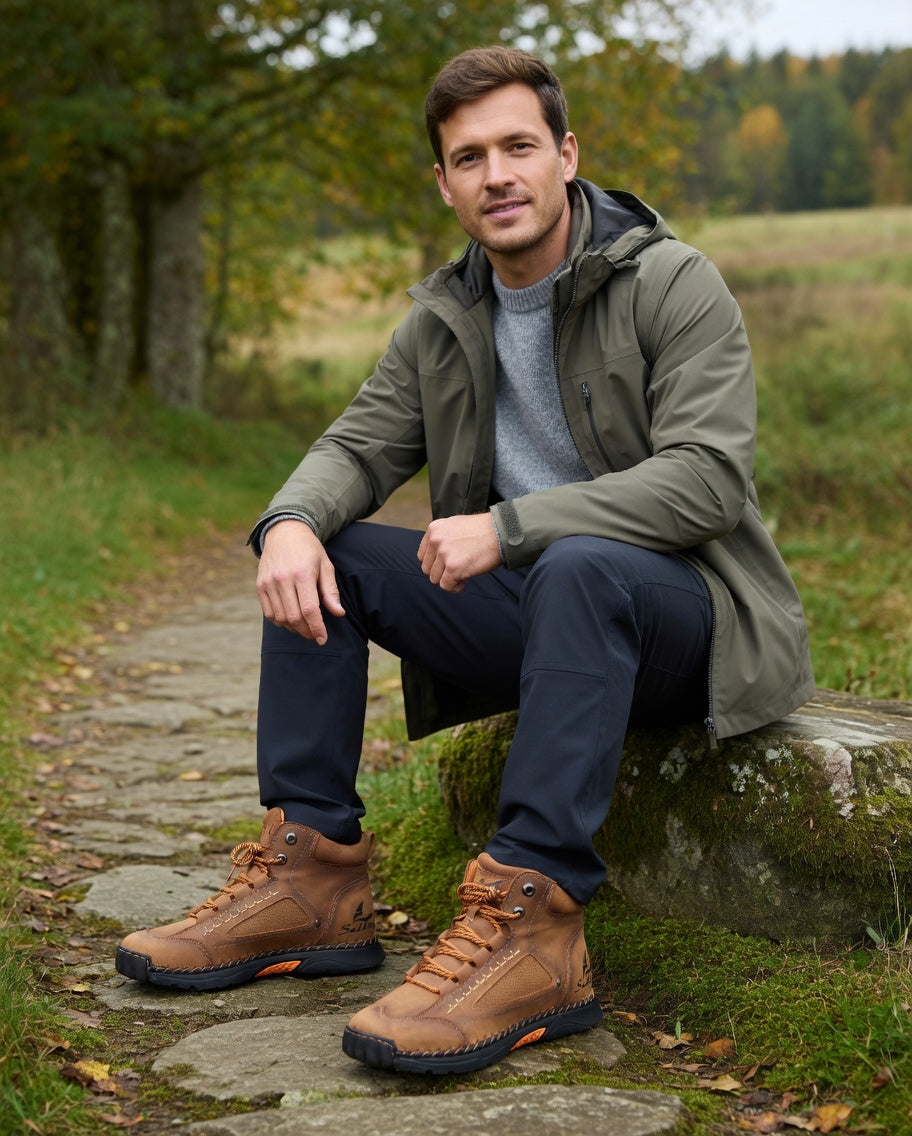 Waterproof Men's Ankle Boots - Non-Slip Sole - Rugged Grip