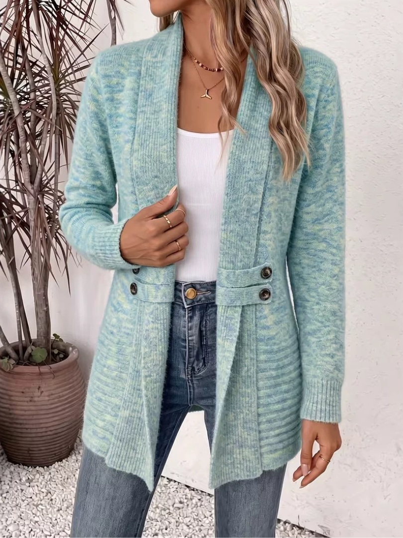 Women's Cardigan | Knit, Decorative Buttons | Beige