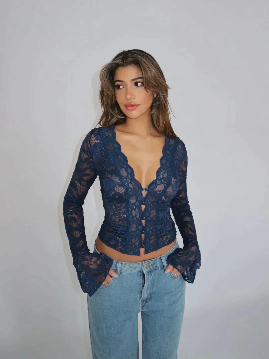 Lace Blouse | Elegant office top, lace fabric | Workwear, casual style
