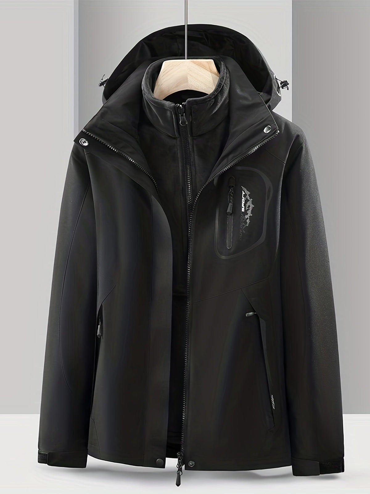 Womens 3 in 1 waterproof jacket with removable fleece liner and windproof hooded outer shell