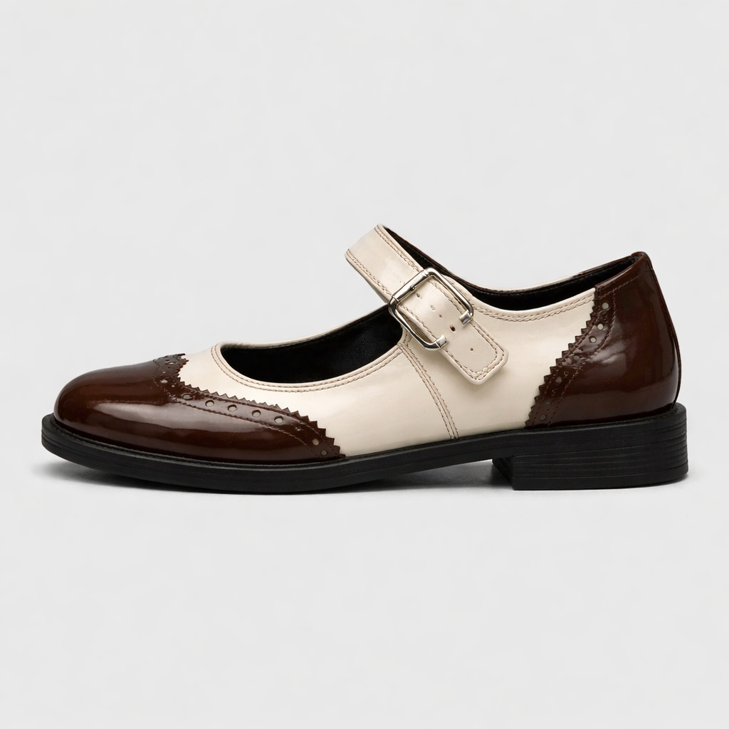 Women's Mary Jane Shoes | Two-Tone, Buckle Strap | Vintage Brogue