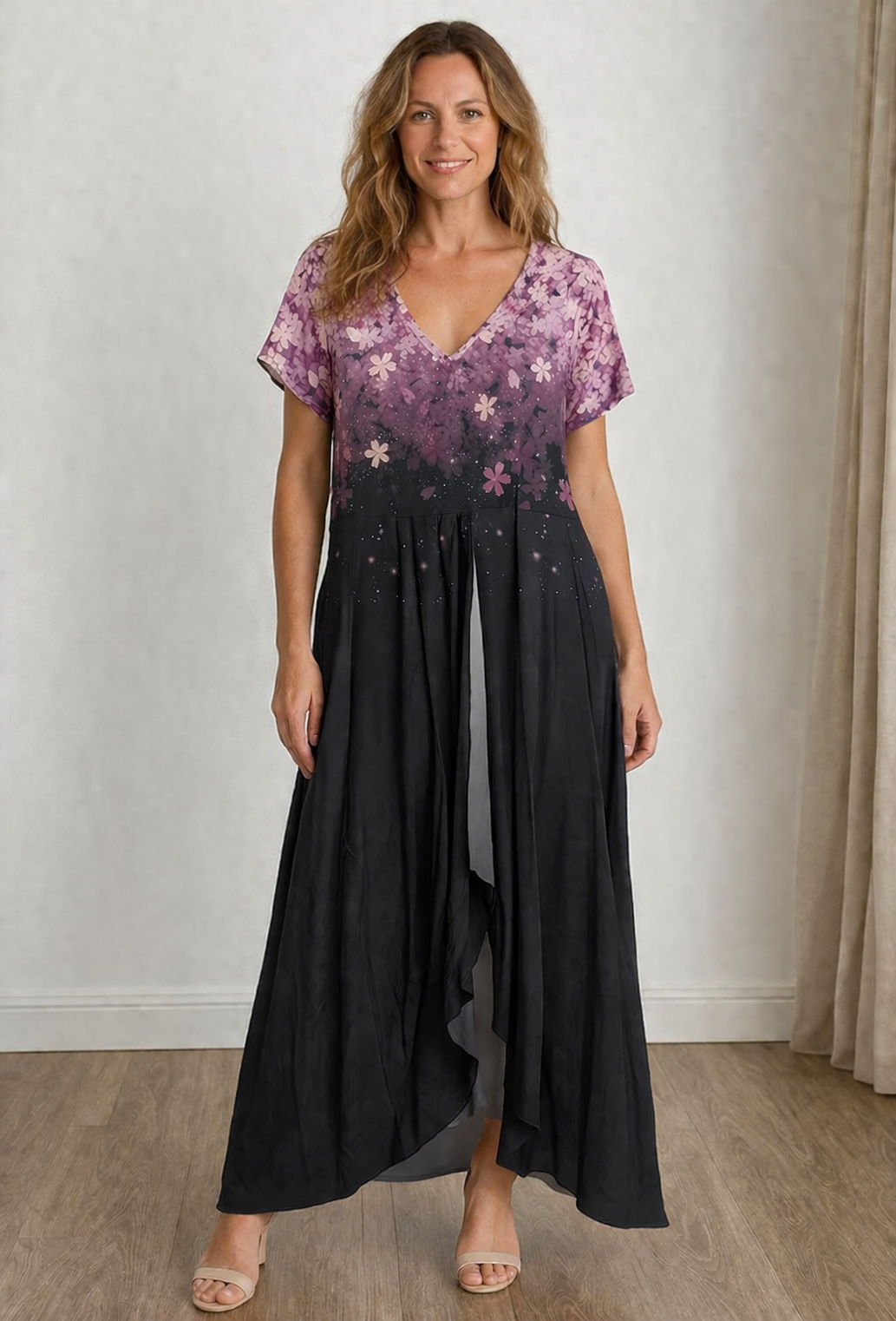 Summer Wrap Dress | Floral Print, Loose Fit | Multi-Color