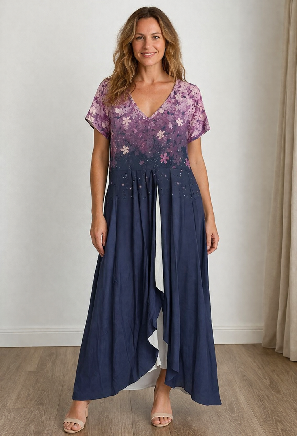Summer Wrap Dress | Floral Print, Loose Fit | Multi-Color