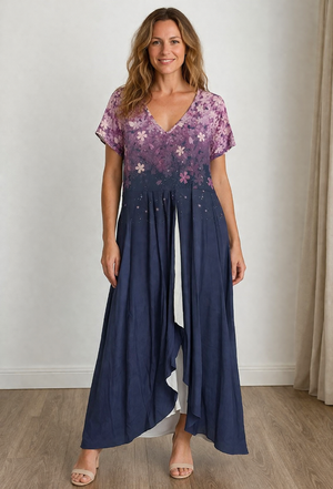 Summer Wrap Dress | Floral Print, Loose Fit | Multi-Color