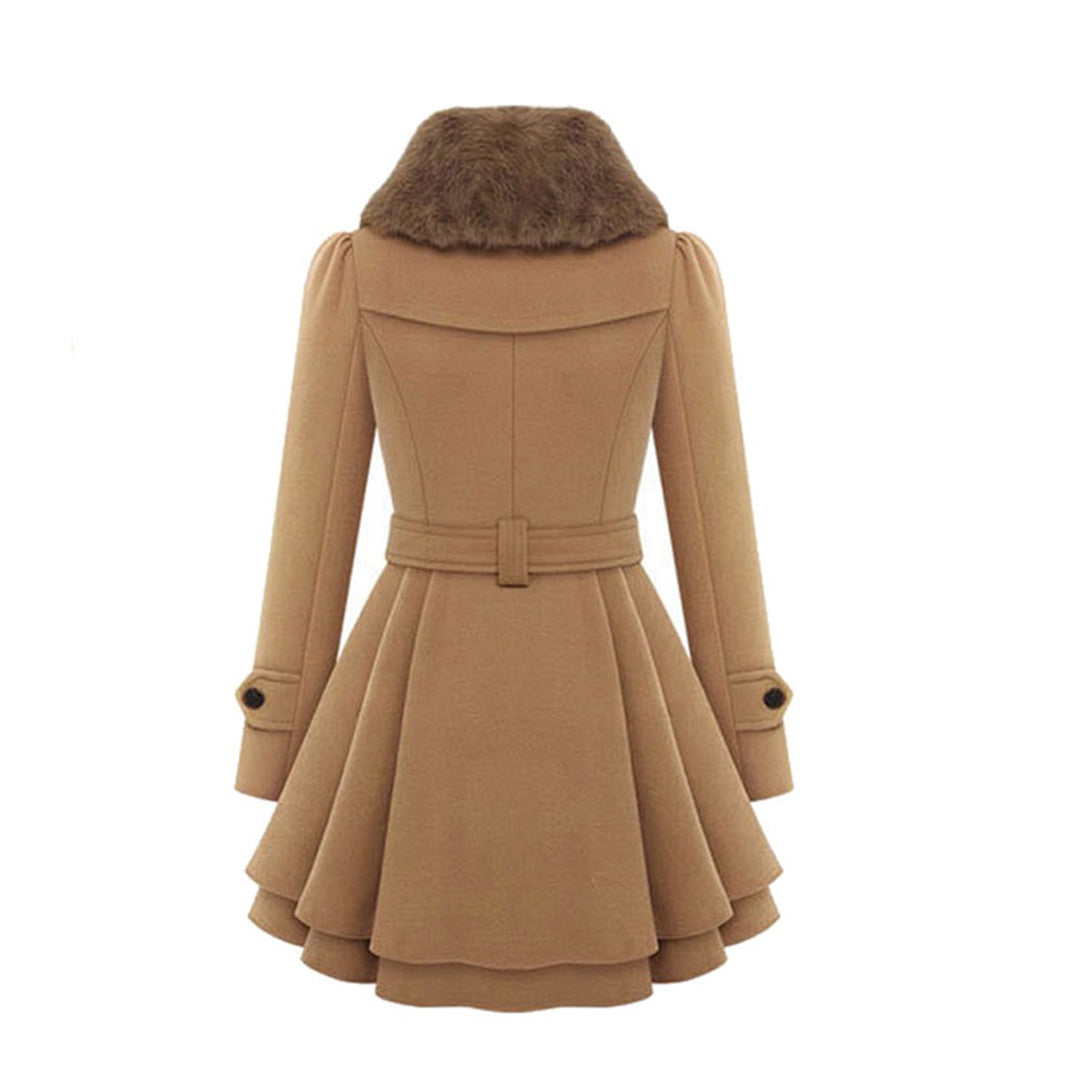 Women long faux fur hood winter coat full length coverage