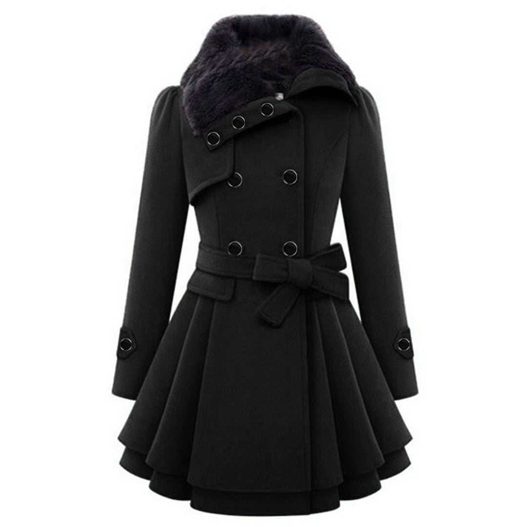 Women long faux fur hood winter coat full length coverage