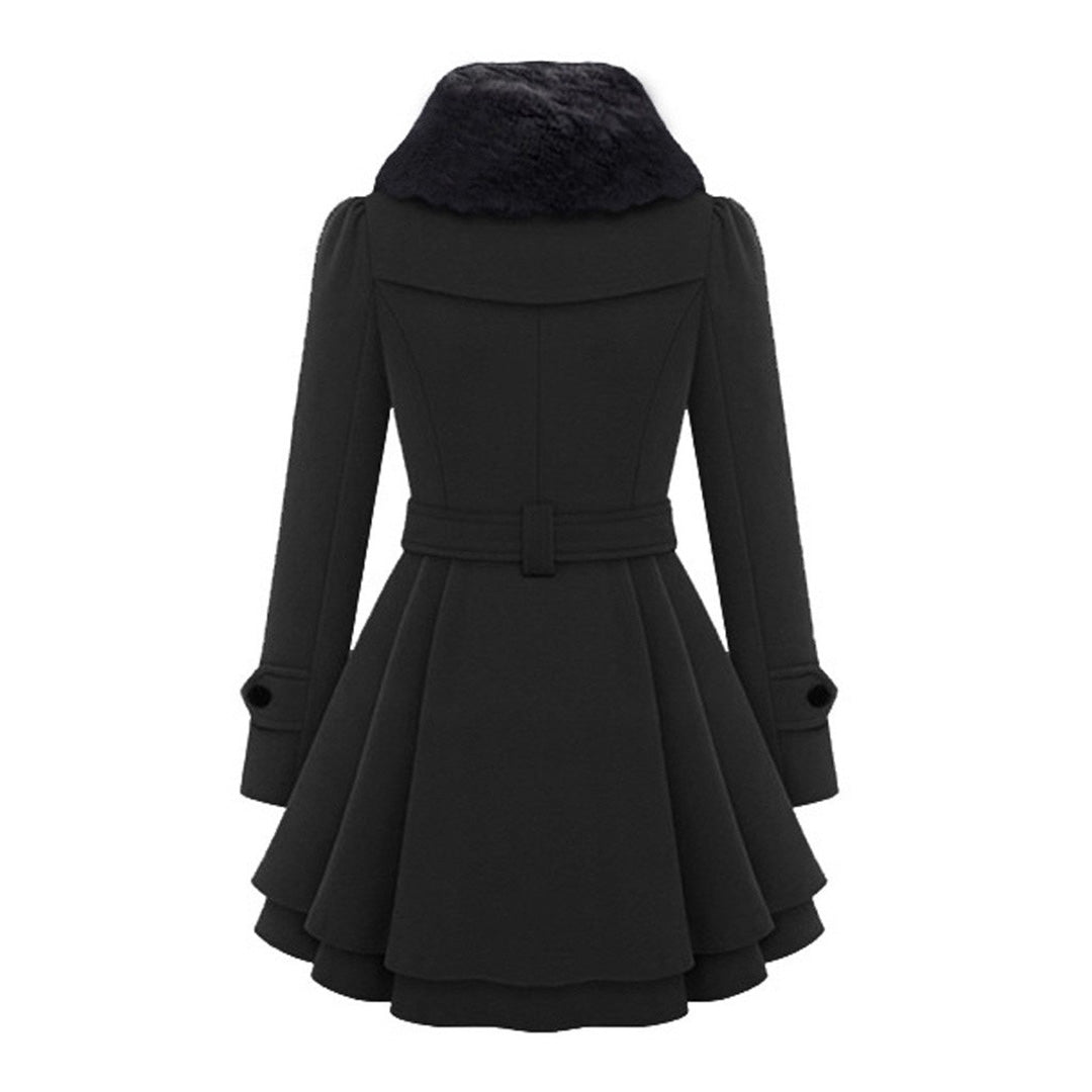 Women long faux fur hood winter coat full length coverage