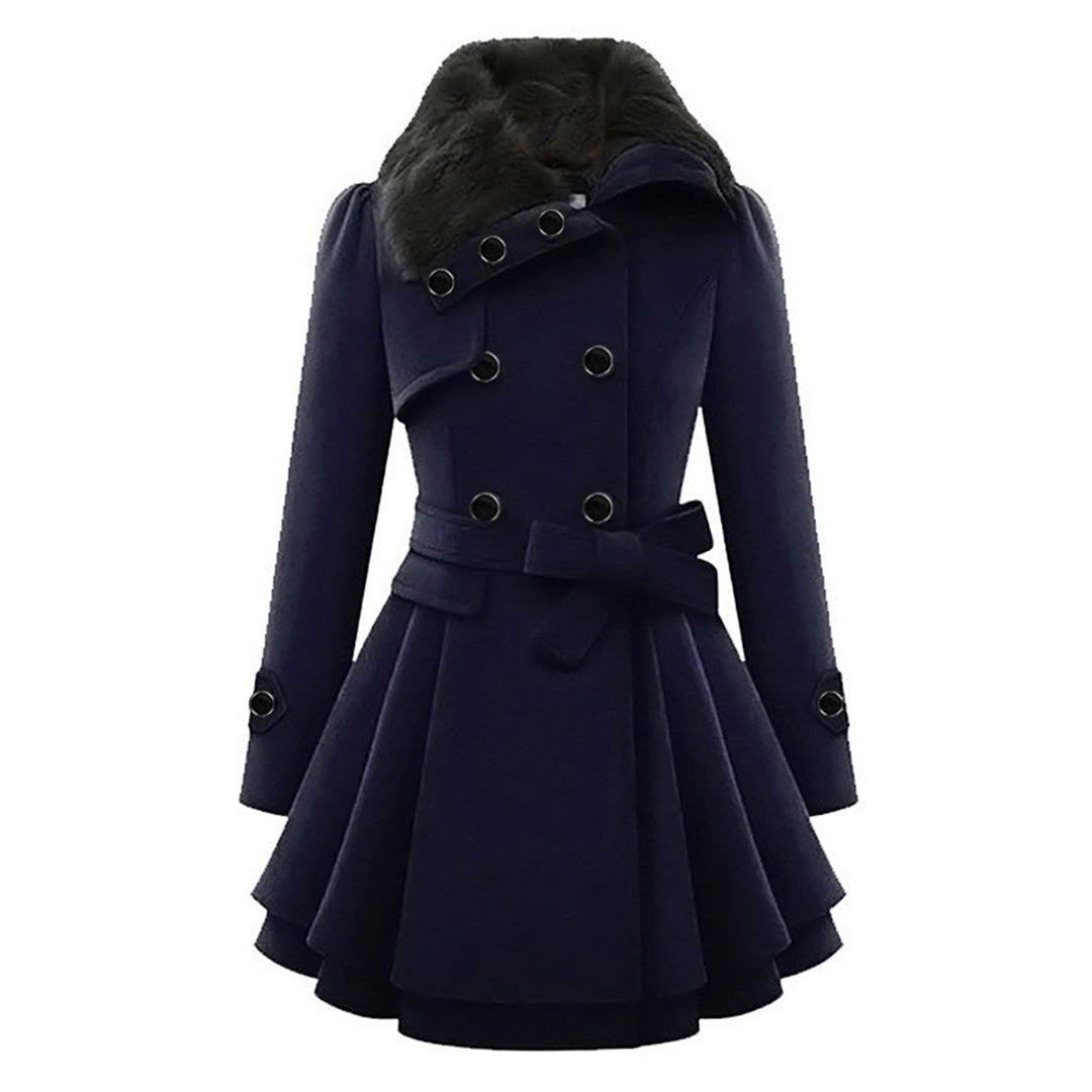Women long faux fur hood winter coat full length coverage
