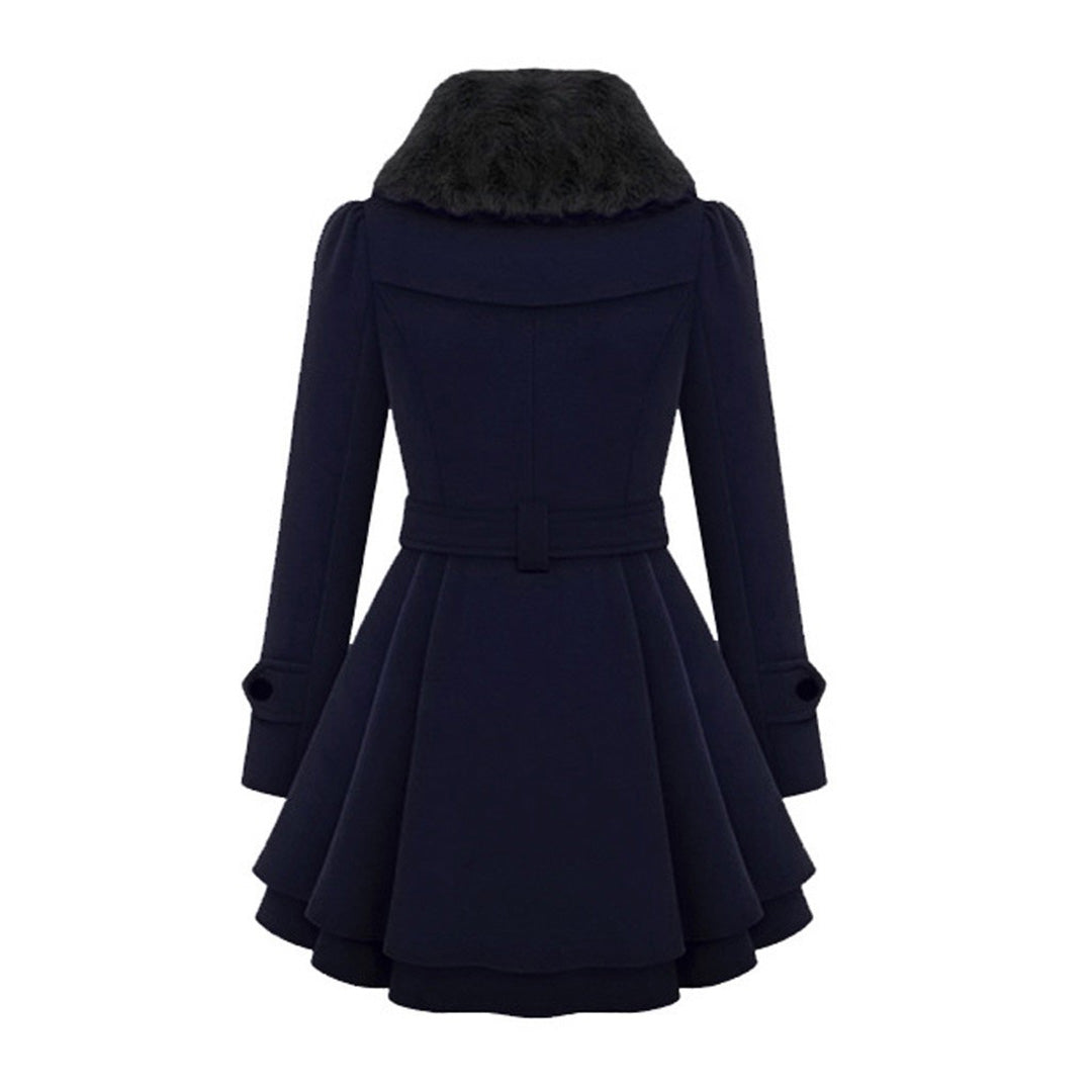 Women long faux fur hood winter coat full length coverage