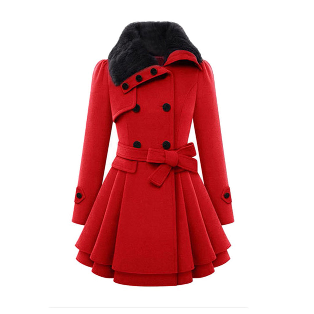 Women long faux fur hood winter coat full length coverage