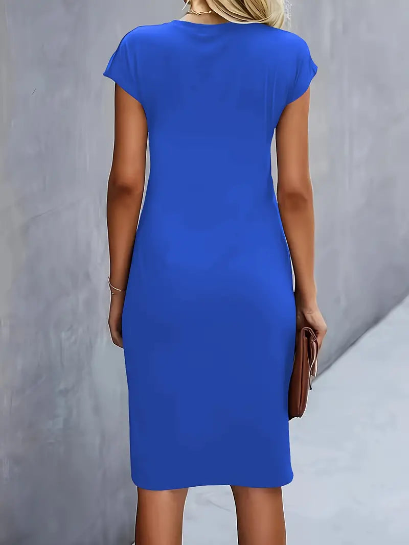 Midi Evening Dress | Elegant Style, Round Neck | Party Wear