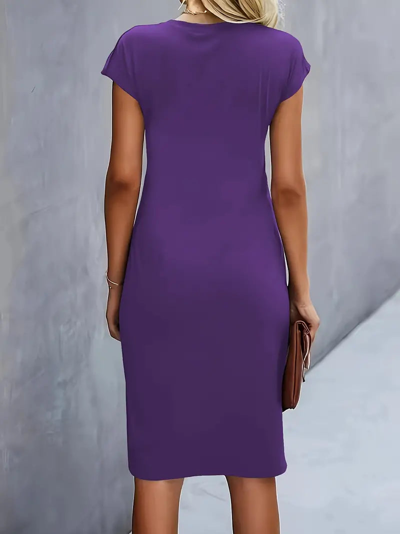 Midi Evening Dress | Elegant Style, Round Neck | Party Wear