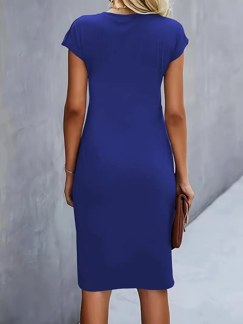 Midi Evening Dress | Elegant Style, Round Neck | Party Wear