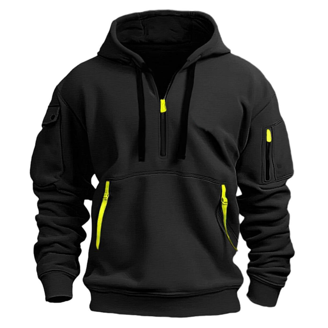 Men zip pocket casual hoodie with contrast zip detail in multiple colours