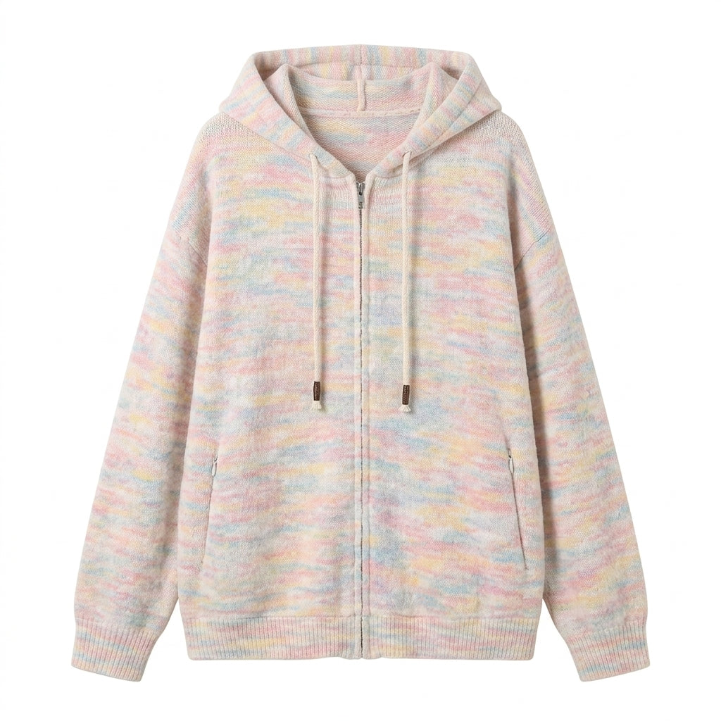 Women's Knit Hoodie | Striped, Colorful, Zip Pockets