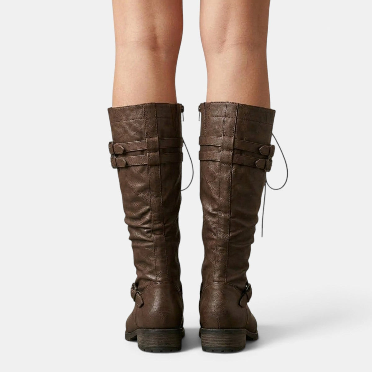 Women combat boots with buckle detail and lace-up closure