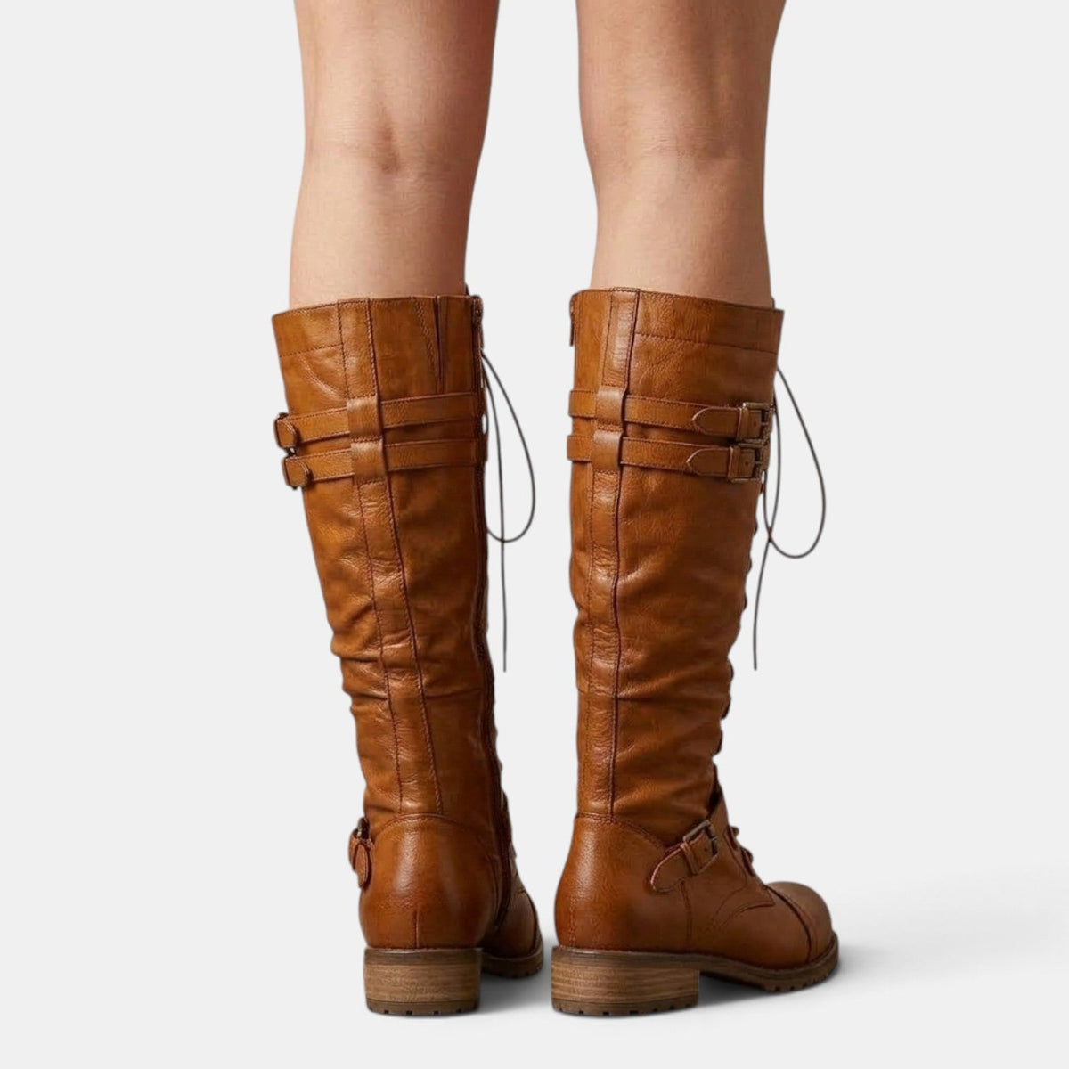 Women combat boots with buckle detail and lace-up closure