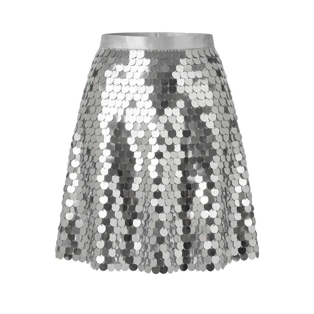 Midi Skirt Sequin Regular Fit Black Gold Silver