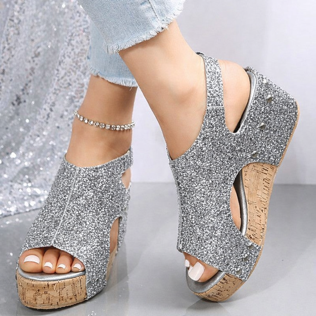 Women's Sandals | Open Toe, Sequin Patchwork | Casual Comfort