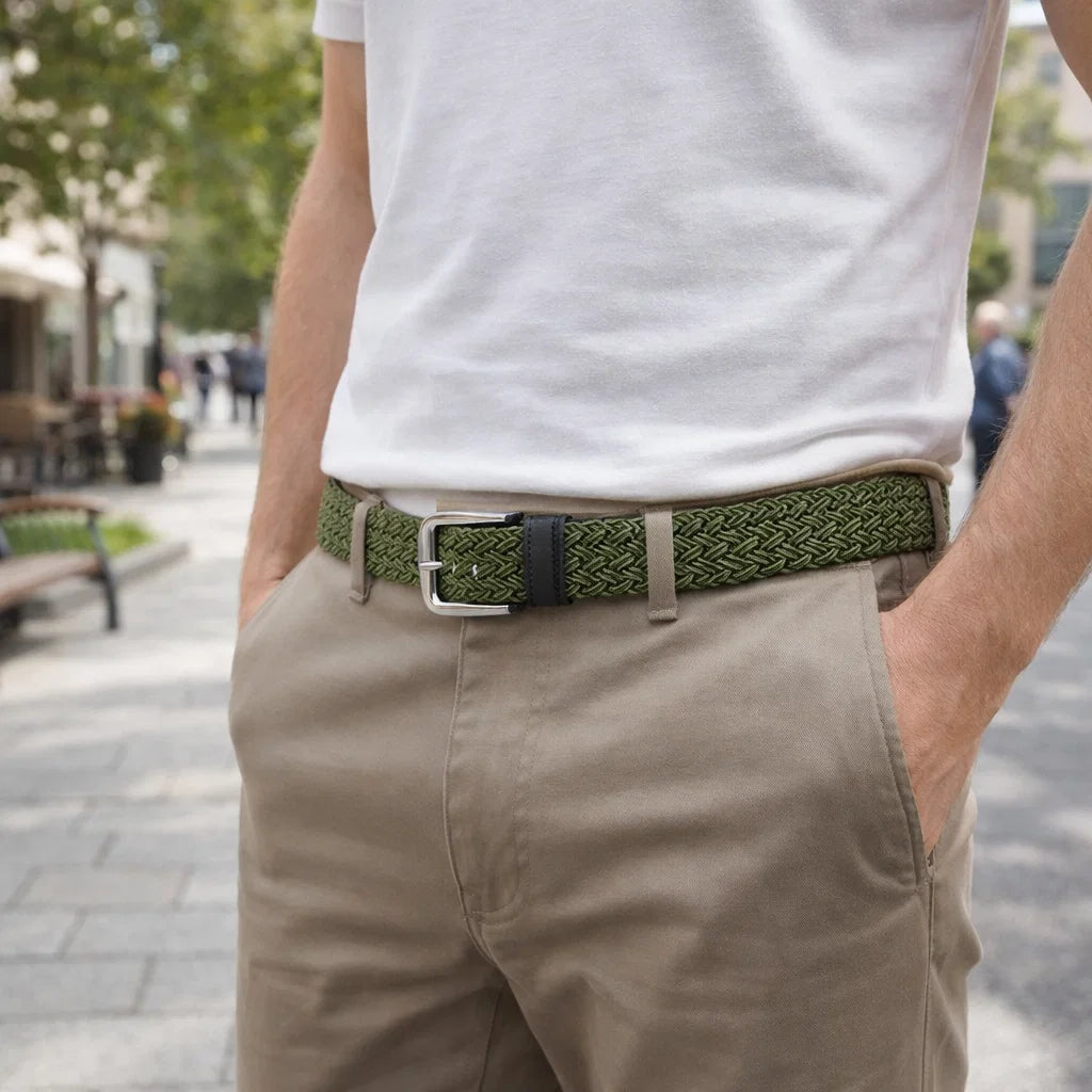 Men's Elastic Belt | Braided, Adjustable | Comfortable Casual Wear