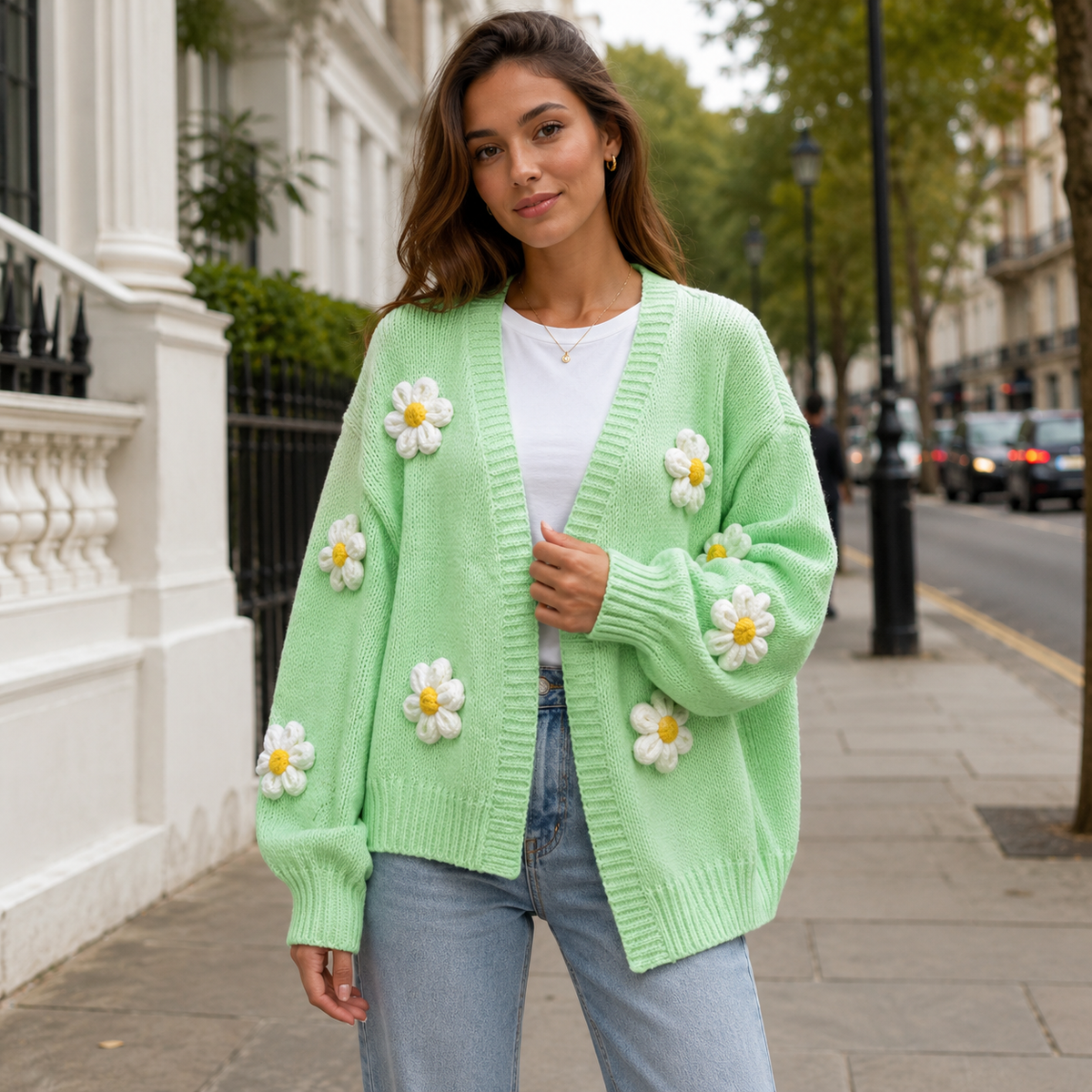 Knit Cardigan Women | Floral Open Front | Long Sleeves