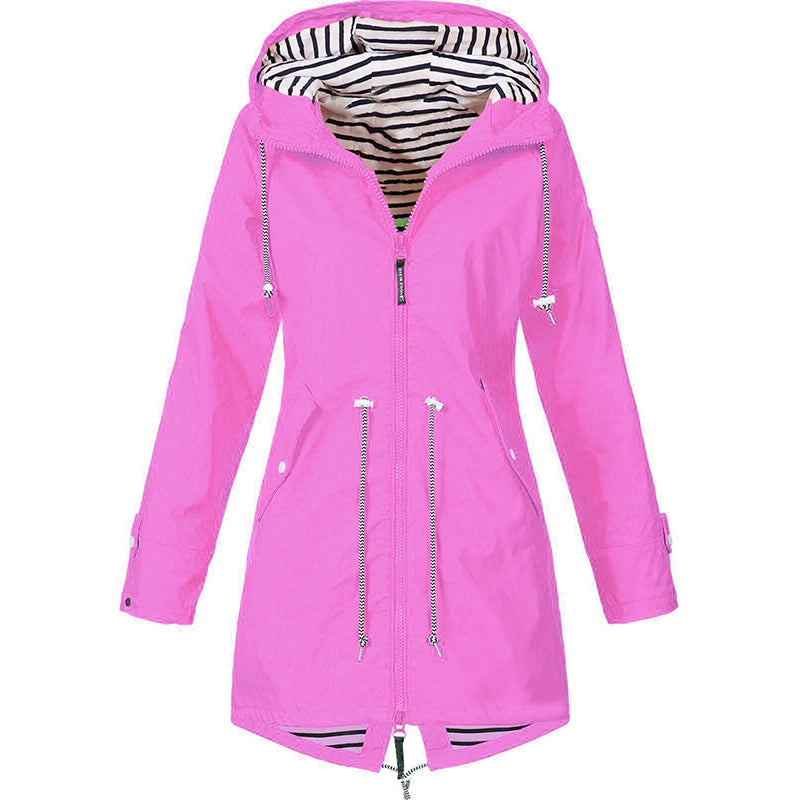 Women's Rain Jacket | Waterproof, Long Length | Adjustable Hood