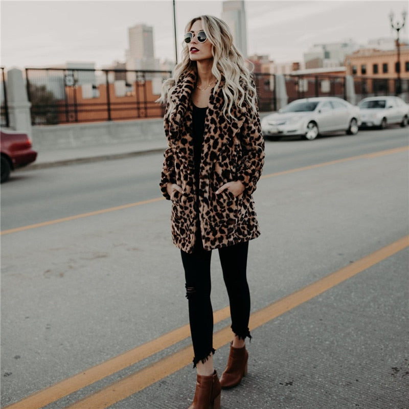 Womens leopard print puffer jacket hooded and padded with pockets