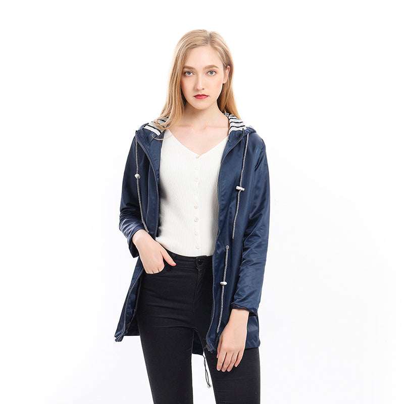 Women's Rain Jacket | Waterproof, Long Length | Adjustable Hood