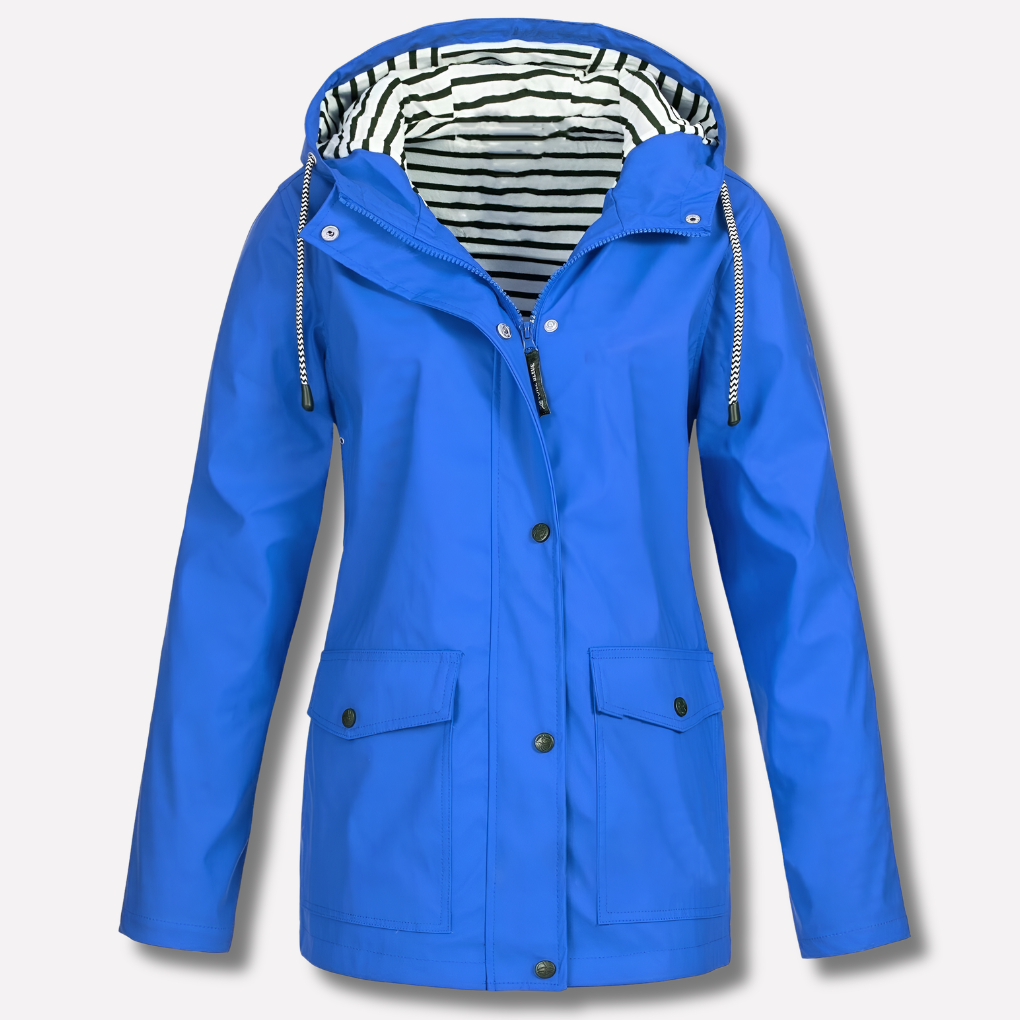 Women waterproof windproof hooded jacket relaxed fit with zip pockets