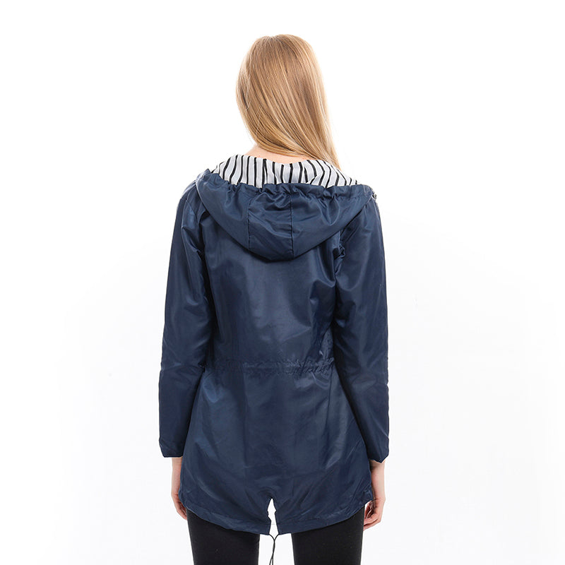 Women's Rain Jacket | Waterproof, Long Length | Adjustable Hood