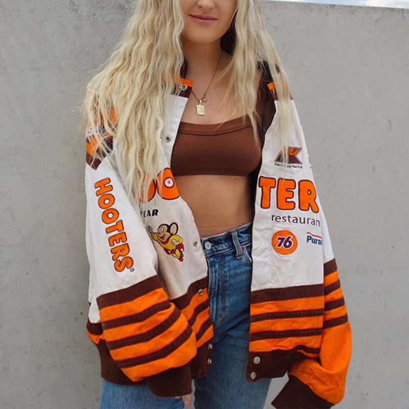 Women's Bomber Jacket | Oversized Racing Fit, Retro Motorsport | Graphic Design
