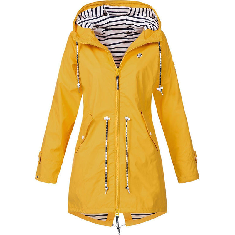 Women's Rain Jacket | Waterproof, Long Length | Adjustable Hood