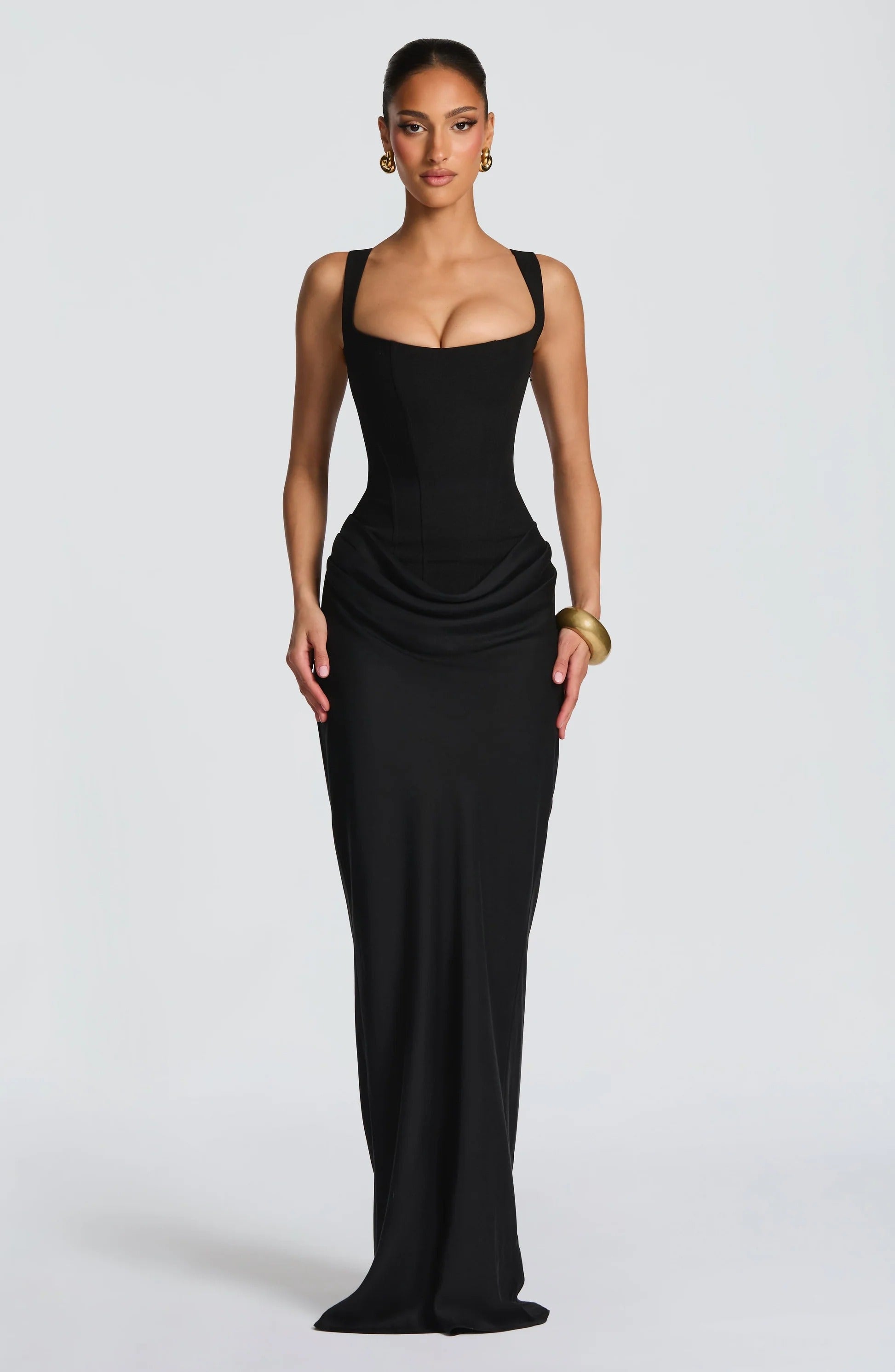 Women's Corset Maxi Dress | Bodycon, Square Neckline | Wedding Guest