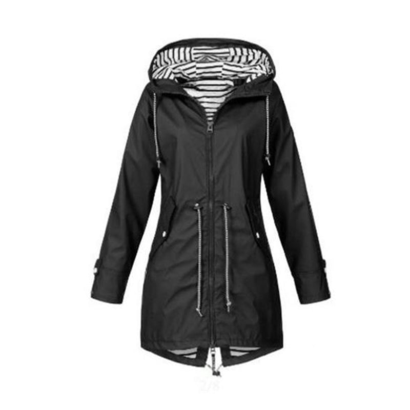 Women's Rain Jacket | Waterproof, Long Length | Adjustable Hood