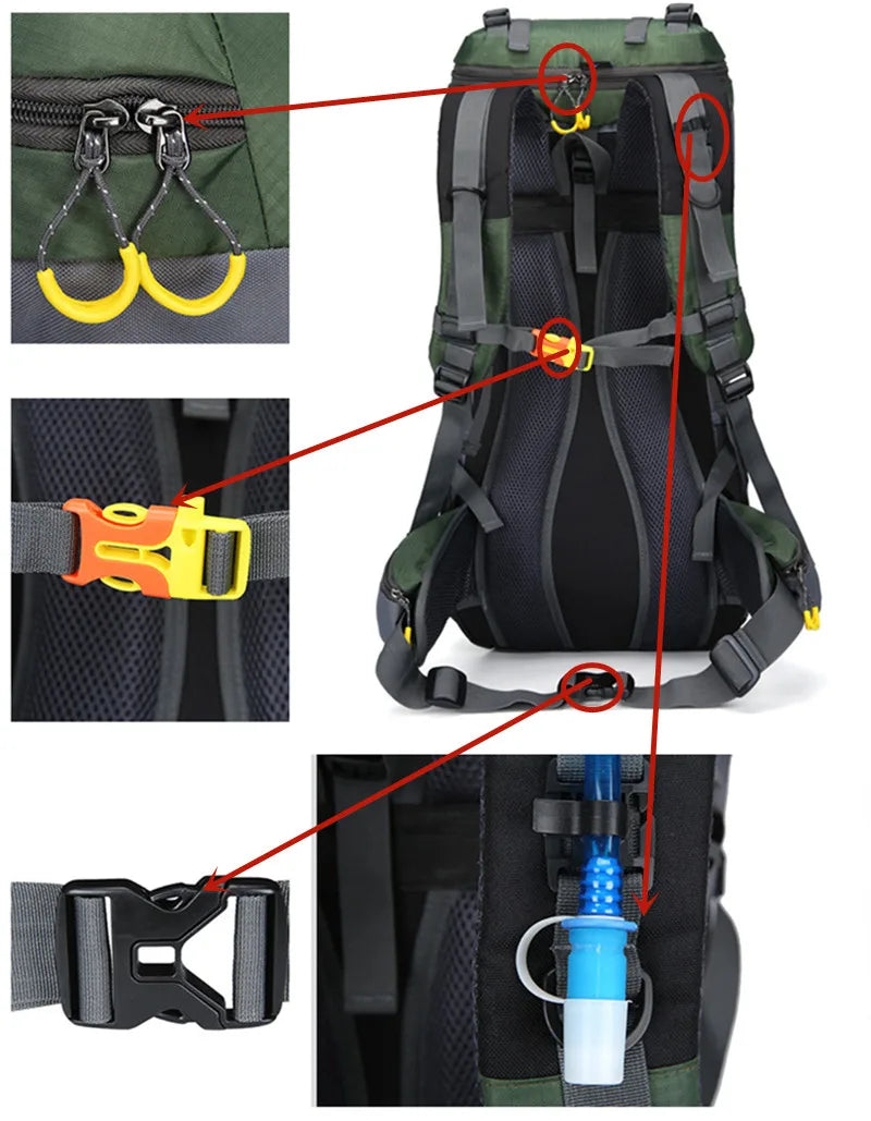 60L Travel Backpack | Waterproof, spacious | For hiking and outdoor activities