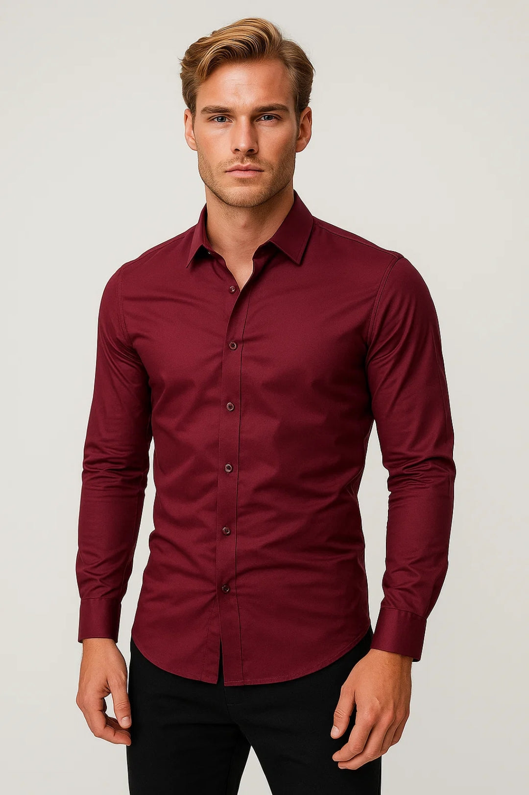Men's Slim Fit Shirt | Long Sleeve, Casual Button-Up