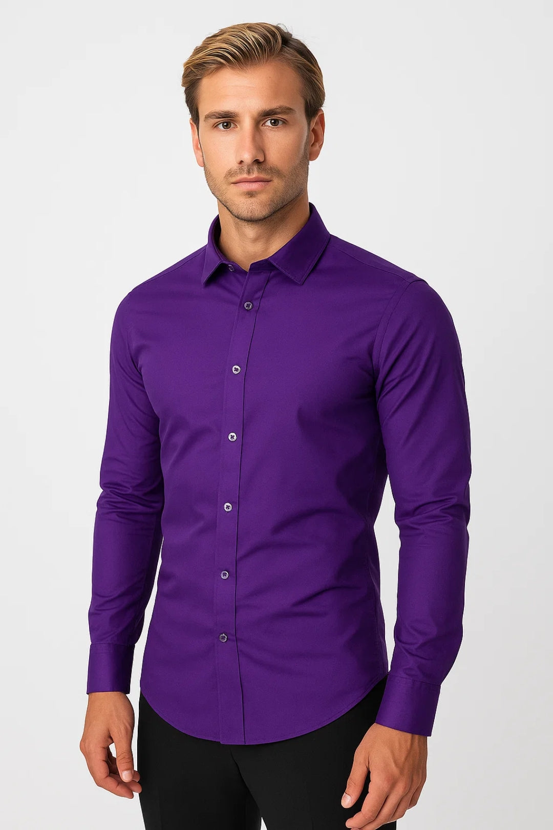 Men's Slim Fit Shirt | Long Sleeve, Casual Button-Up