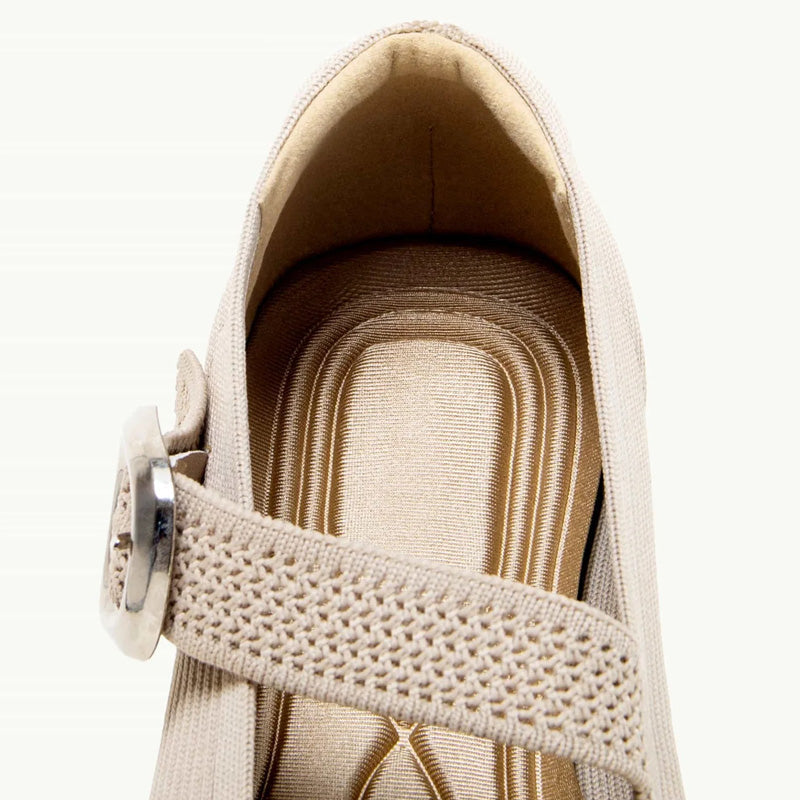 Women's Mary Jane Flats | Square Toe, Knit Upper | Breathable
