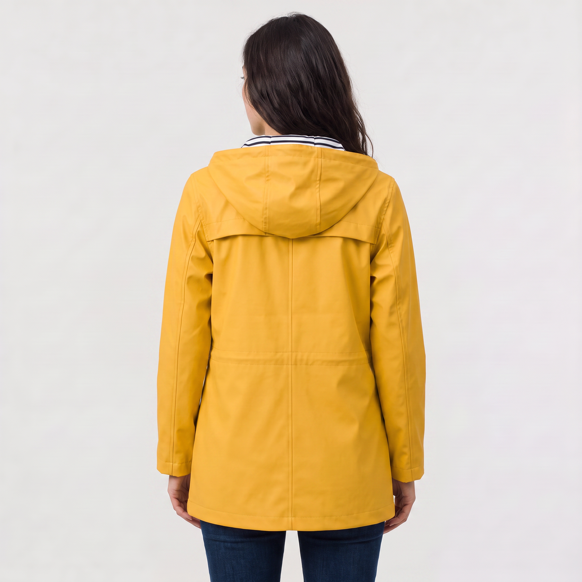 Women waterproof hooded rain jacket lightweight windproof regular fit