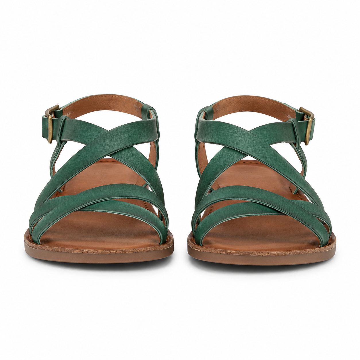 Cushioned Leather Sandals | Women's, Breathable Lining | Green, Beige, Brown