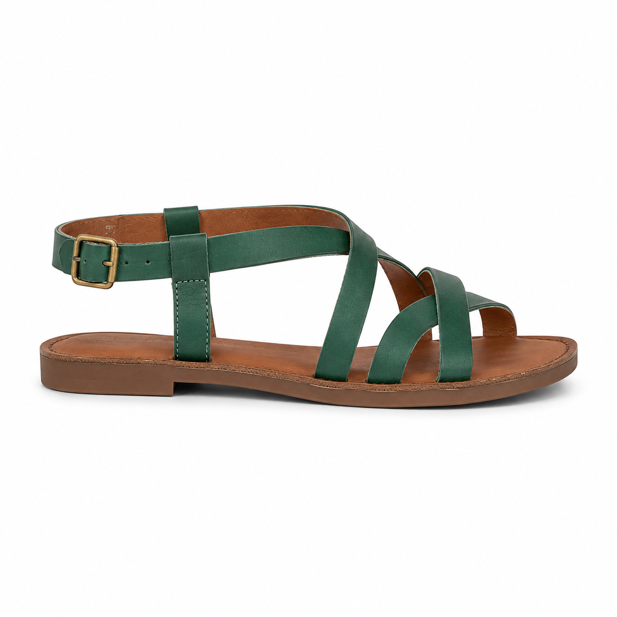 Cushioned Leather Sandals | Women's, Breathable Lining | Green, Beige, Brown