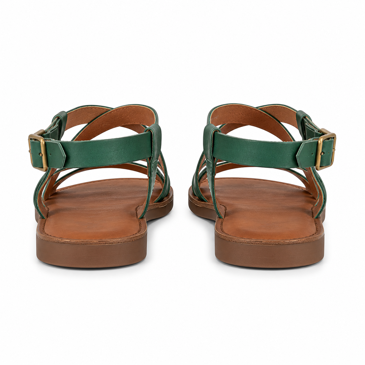 Cushioned Leather Sandals | Women's, Breathable Lining | Green, Beige, Brown