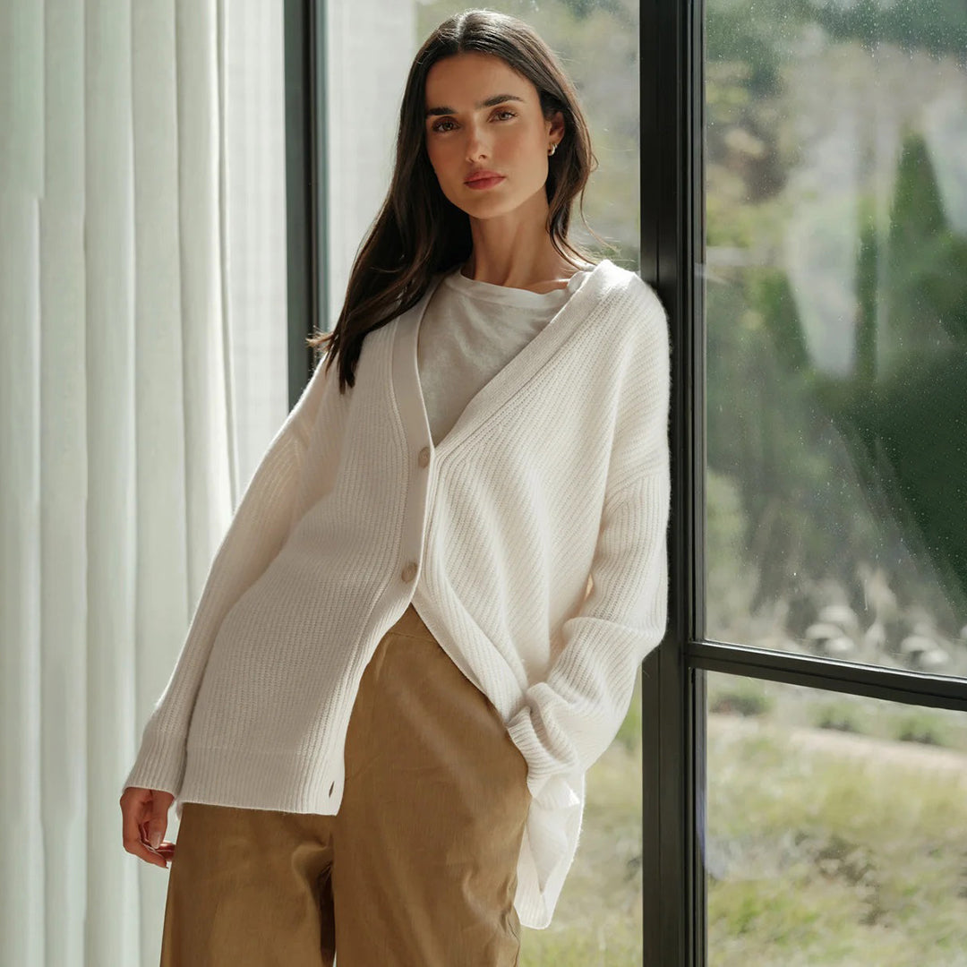 Women cashmere oversized cardigan relaxed fit minimalist style