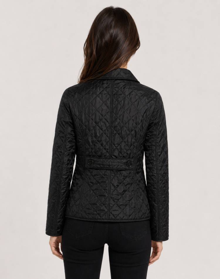 Women quilted transition jacket with button fastening and elegant collar